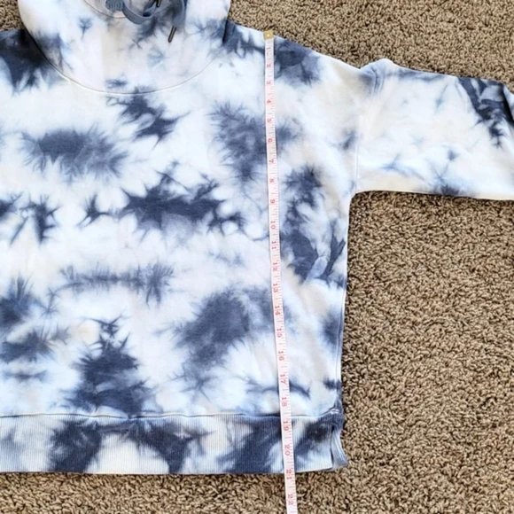 90 DEGREE BY REFLEX Brushed Tie Dye Cropped Hoodie In Inky Chill Tie Dye Size L - Picture 7 of 9